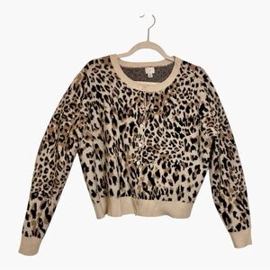 A New Day Leopard Print Button Cardigan Classic Preppy Neutral Size Large